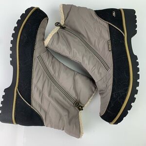 NEW JBU Snowbird Boots Womens 9.5 Gray Black Faux Fur Winter Shoes Zip Ankle